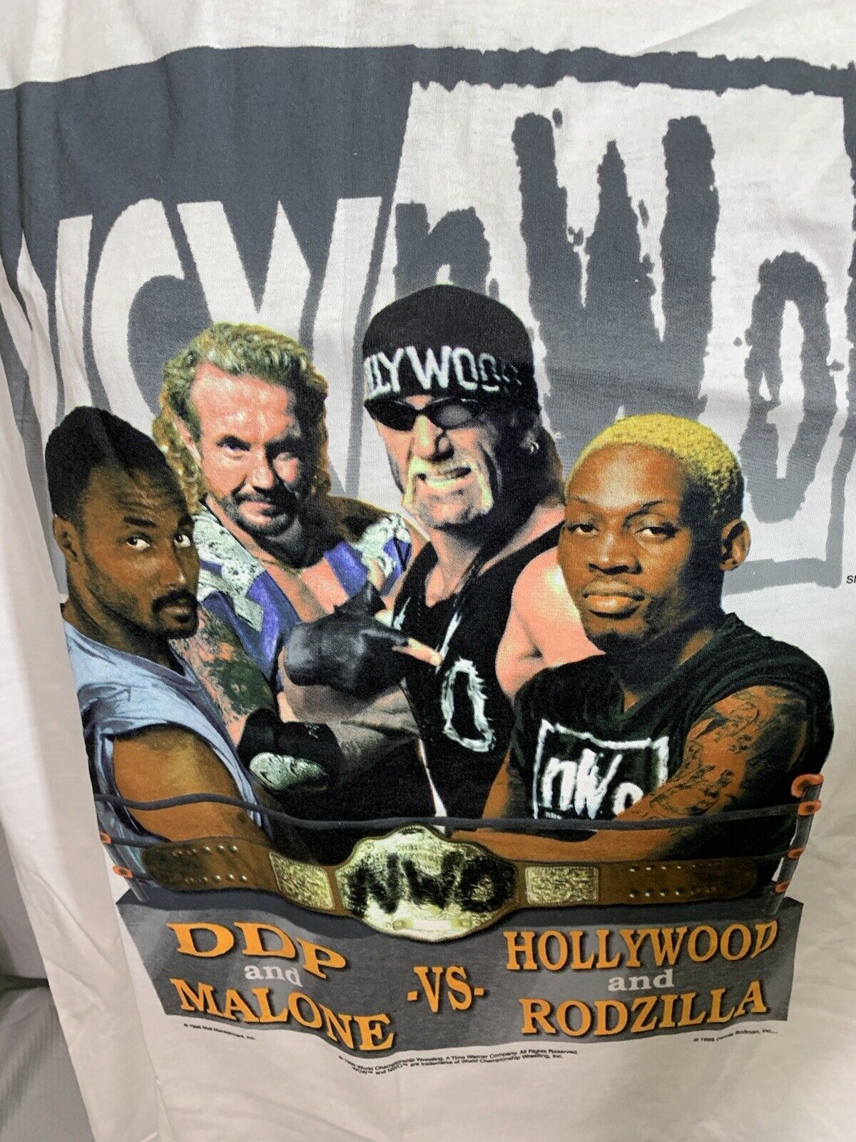 WCW/NWO T-Shirt XL Vtg 1998 Rodzilla Dennis Rodman Hulk Hogan DDP Karl  Malone