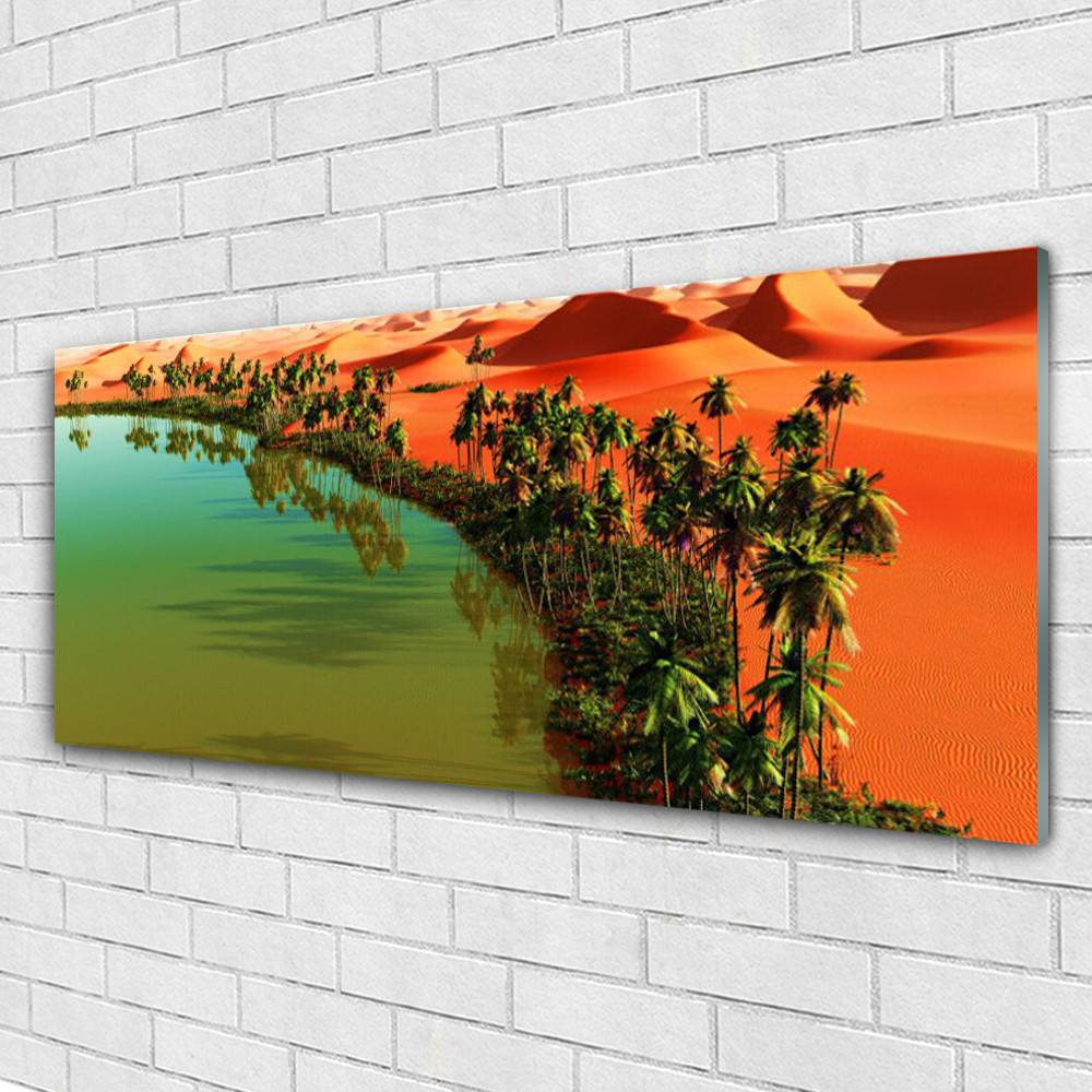Décoration murale Baie Désert Arbres sur tableau en verre moderne Tulup 125x50