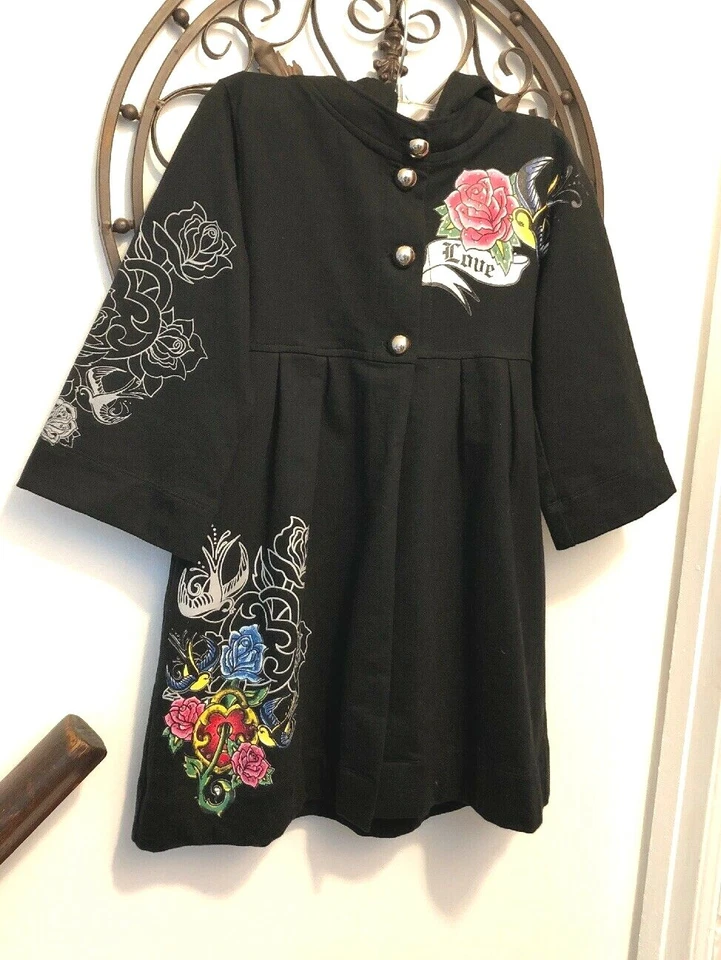 Chaqueta con capucha polar negra 100 % algodón M Flowers by Zoe para niña Foto 3 de 4