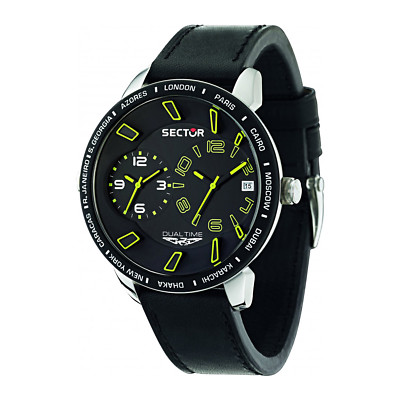Sector 400 Uhr R3251119007 Dual Time Herrenuhr Leder Schwarz Armbanduhr Datum
