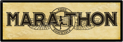 1917 Marathon New Metal Sign: 6 x 18'' Long - Ships Free - Speed & Endurance