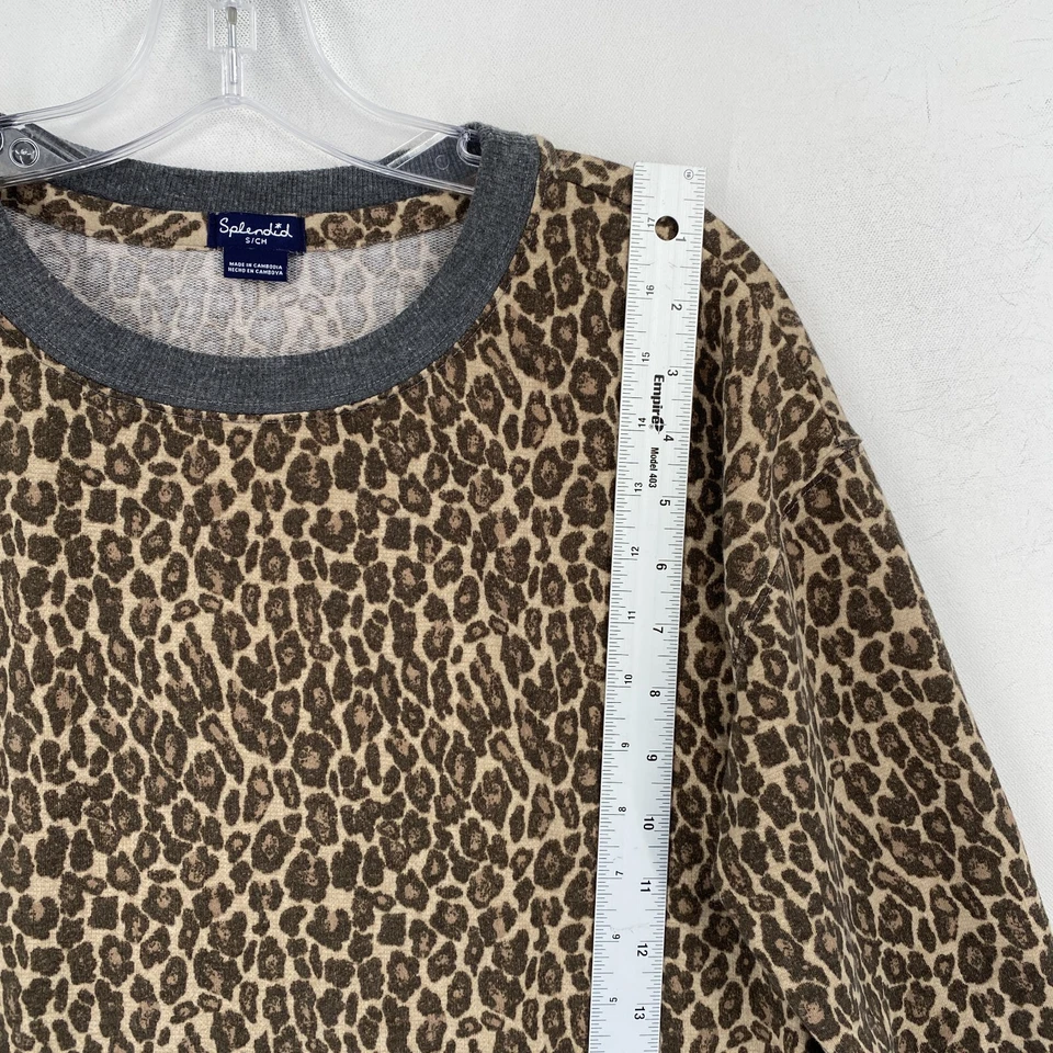 Espléndida sudadera para mujer con estampado de animales talla pequeña bronceado guepardo manga larga doble Foto 4 de 4