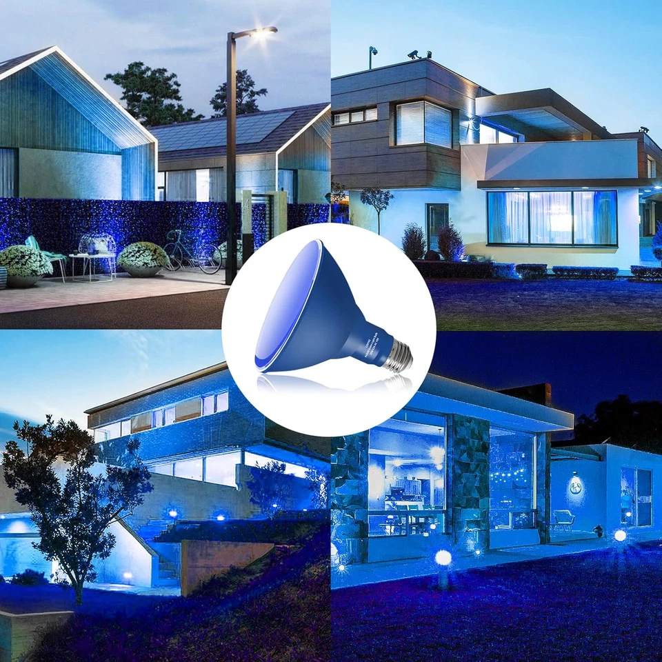 PAR38, Light Bulb,2 Pack-Dimmable,E26 Base Blue Flood Light Outoor(20W to 200w) - Image 2 of 4