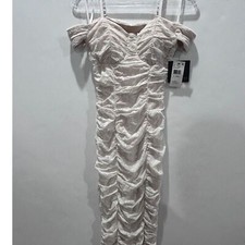 I.N. San Francisco Sz. XS NWT white spaghetti strap shirred lace bodycon dress