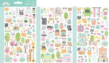 Crafts Doodlebug Mini Icon Stickers Pretty Kitty Cats Fish Milk Food Yarn Birds