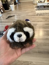 Swibco Vintage 1997 PUFFKINS BANDIT Raccoon Plush Beanbag 5 Inch Birthday Feb 21