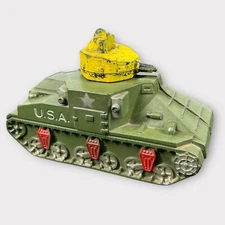 Vintage 1940’s Sun Rubber Co. USA Green Army Tank Toy