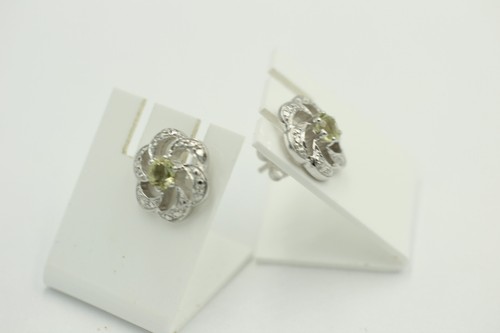 Classy 0,90 Carat Lime Quartz Studs, Earring, 925 Silver Lemon Quartz - Picture 6 of 7