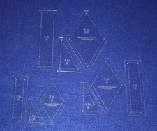 Diamond in Center Design- 9 Piece Set- Quilt Templates-  Clear Acrylic 1/8"