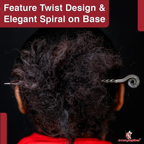 Regali di ispirazione medievale per lei ferro forgiato ritorto design spirale bastone capelli - Foto 4 di 6