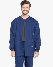 Cherokee Men's Medical Scrub Jacket Snap Front with Long Sleeve WW360 - Large