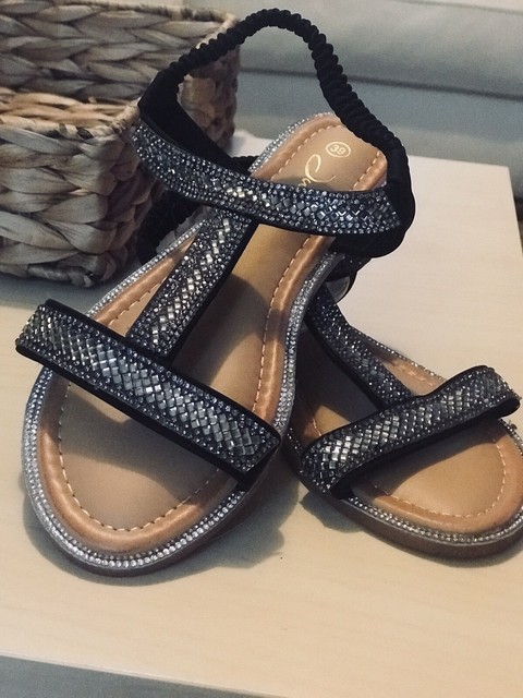 black sparkly sandals womens