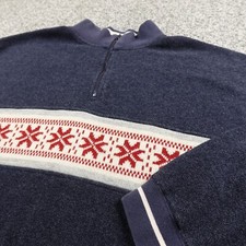 VTG Tommy Hilfiger Sweater Mens 2XL Blue Nordic Fair Isle Fleece 1/4 Zip 90s Y2K