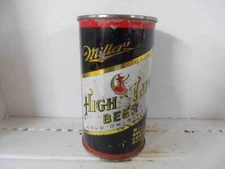 MILLER HIGH LIFE (BLACK LETTERING) FLAT TOP BEER CAN~MILLER,MILWAUKEE,WIS