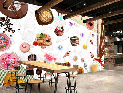 3D Cartoon Sweet Dessert  Wallpaper Wall Mural Removable Self-adhesive 728