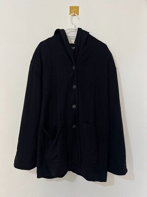 ESCADA Margaretha Ley Coat Womens Long Sleeve V-Neck Wool Navy Blue Size L
