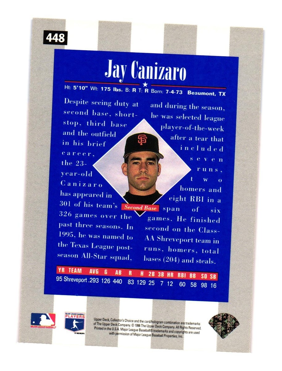 1996 Collector's Choice #448 Jay Canizaro San Francisco Giants | eBay
