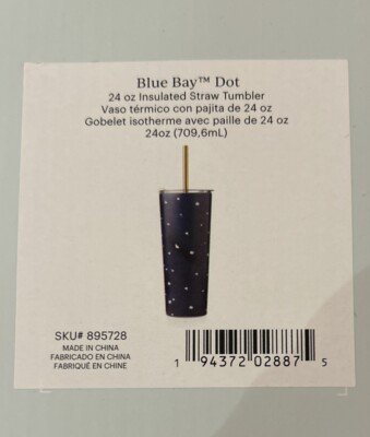 Lenox Blue Bay Dot Pattern 24 Oz Insulated Stainless Steel Tumbler With Straw