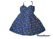 Forever 21 Women’s Small Dress Blue Floral Swing Flowing Attached Slip