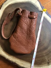 Handcrafted brown leather pouch, Muzzleloading hunting bullet bag, coin bag 