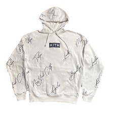 KITH City Script Hoodie All Over Pattern Men  s XS White Cotton Kangaroo Pocket
