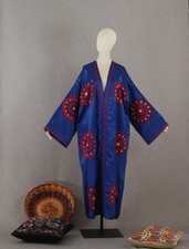 Hand embroidered chapan/Uzbek suzani coat/Boho jacket/ethnic abaya/Blue kimono