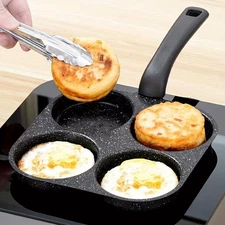 4 Holes Egg Fry Pan Pancake Maker Non-Stick Egg Burger Pan With Handle