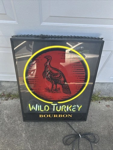 Vintage Wild Turkey Kentucky Bourbon Neon Sign 26x21x3