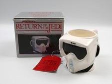 Taza de cerámica vintage Star Wars Biker Scout Sigma 1983 nueva de colección rara