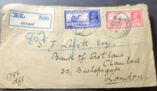 India GVI envelope front with stamps