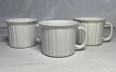 Set Of 3 CorningWare 20 oz French White Stoneware Soup Meal Mugs NO LIDS *READ*