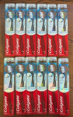 LOT OF 12 COLGATE 360 ADVANCED FLOSS-TIP MEDIUM TOOTHBRUSHES NEW IN PACKAGE