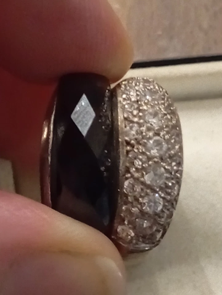 Vintage Anello Argento Onice E Quarzo - Immagine 3 di 4
