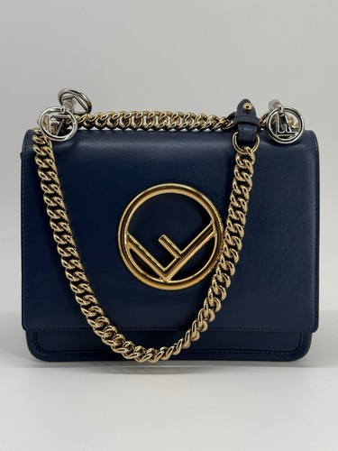 Fendi Kan I Blue Leather Shoulder Bag