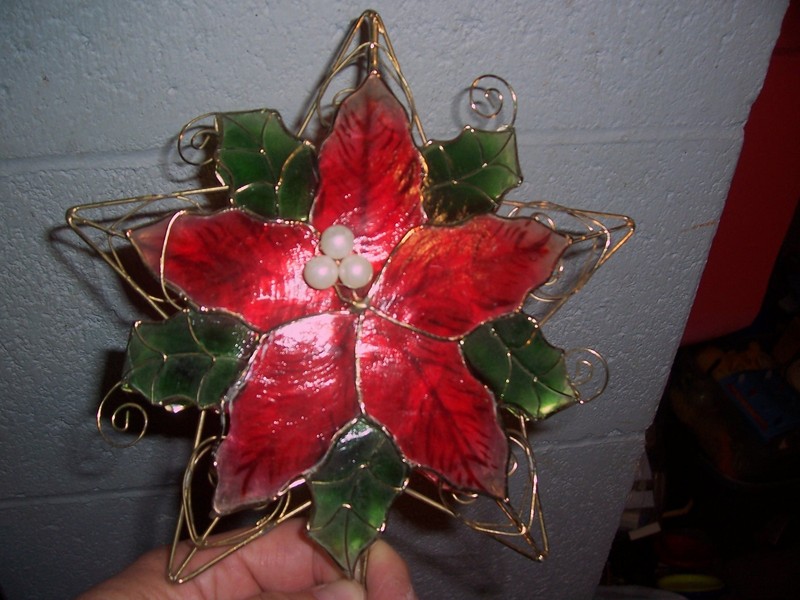Christmas Tree Topper 7in pointsettia style  Star topper