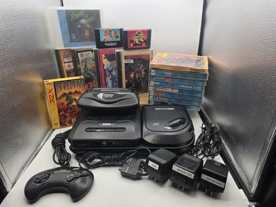 Sega Genesis Tower Of Power Model 2 Bundle W/ 15 Games & 5 Controllers Tested