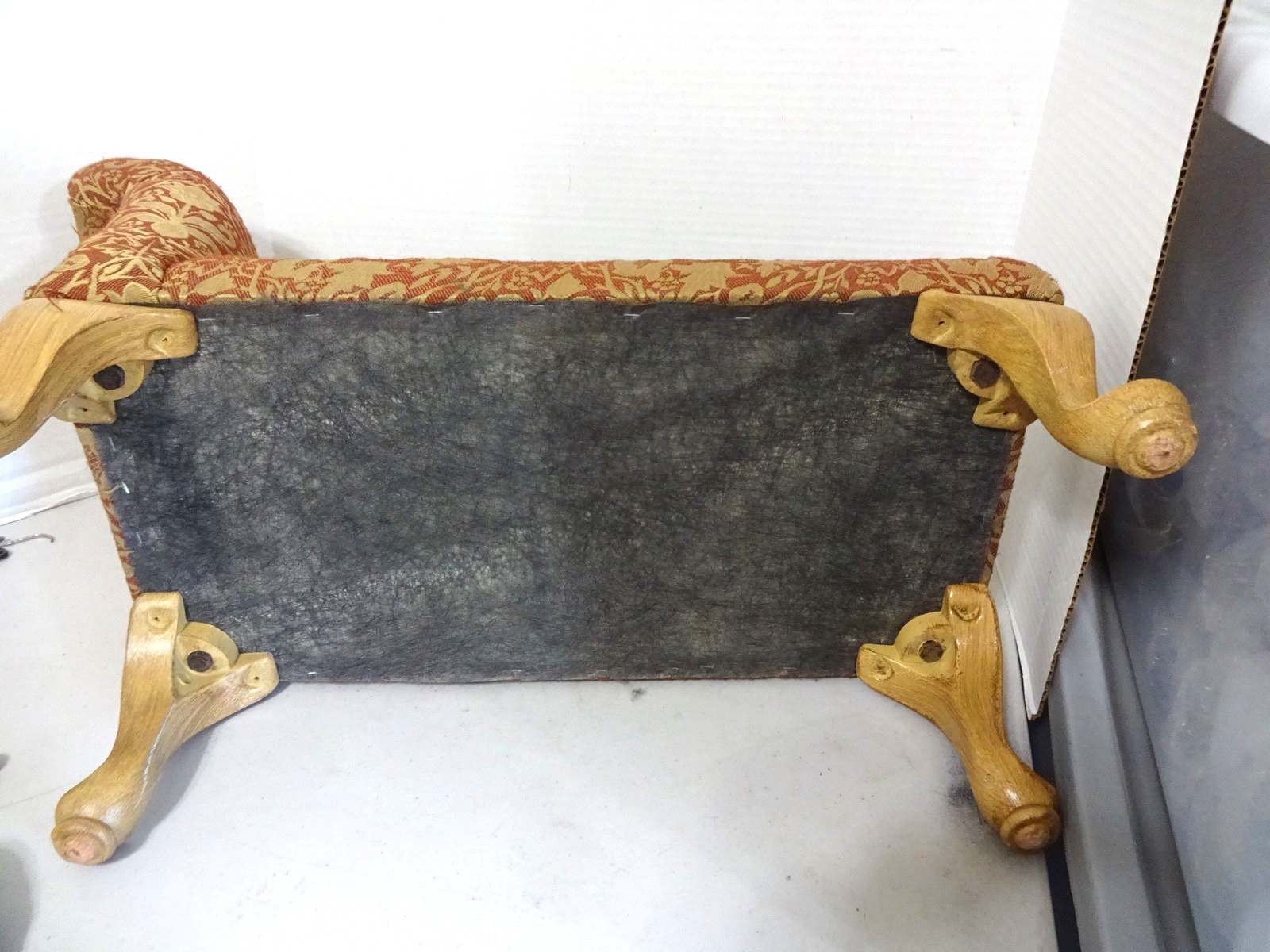 Vintage LARGE Doll Bed Chaise Lounge/ Fainting Couch Wood Feet-24" Long