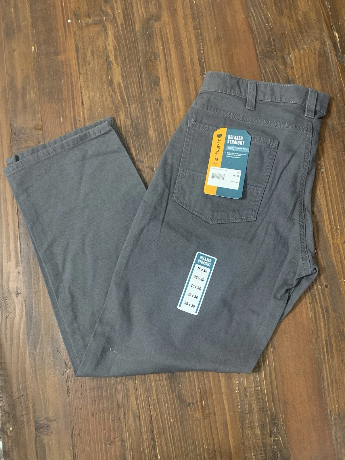 Carhartt Men's Relaxed Straight Rigby Pant, Rugged Flex, 5 Pocket, Gravel, 36x30