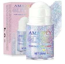 2 Colors Roll-On Body Glitter Gel, Holographic Glitter Gel under Light for Face