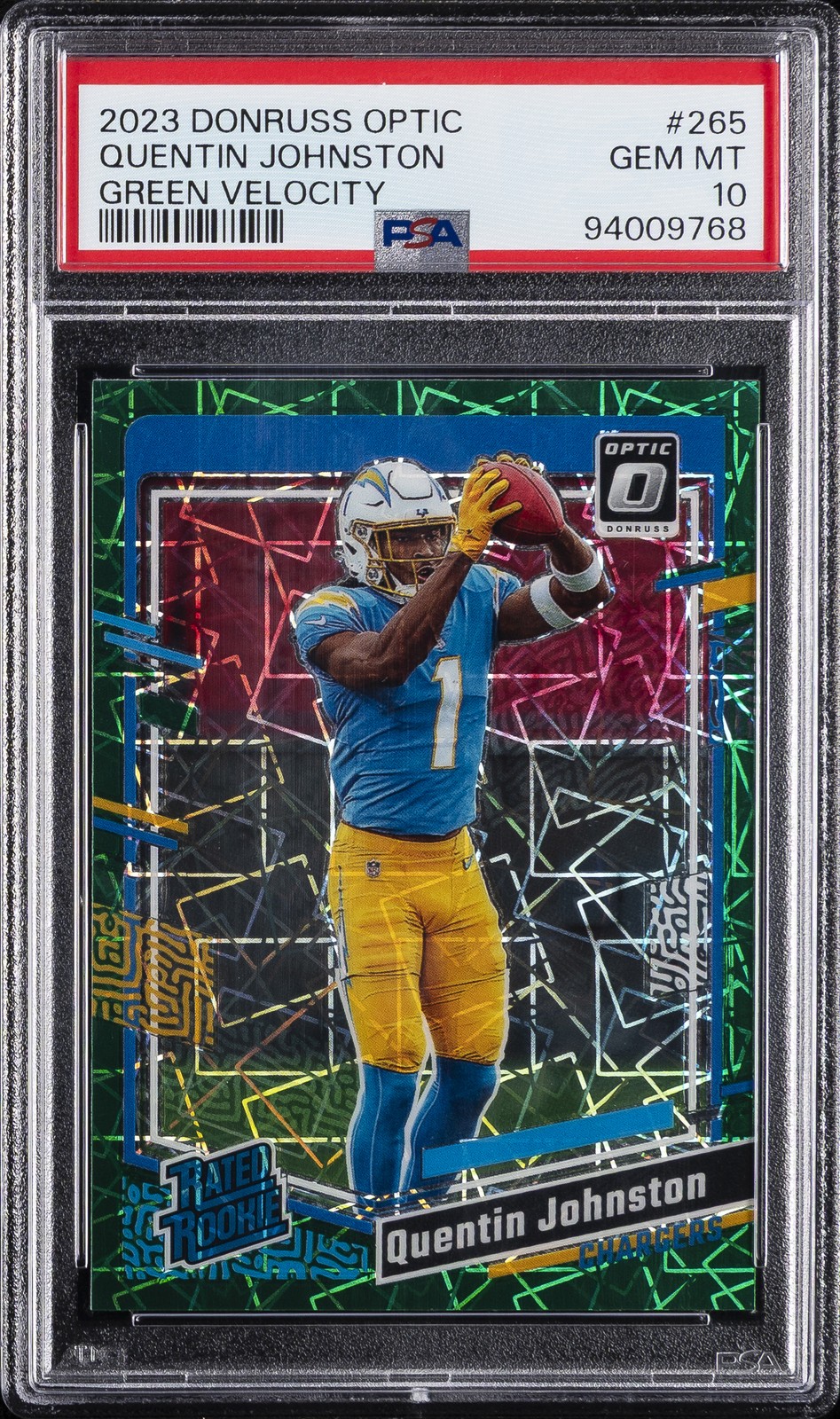 2023 PANINI DONRUSS OPTIC GREEN VELOCITY #265 QUENTIN JOHNSTON PSA 10