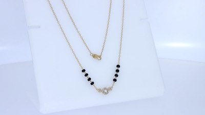 2/9 Ct Lab Grown Diamond & Black Beads Mangalsutra Necklace 925