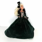 Happy Holidays Barbie Doll 1991 Green Velvet Dress Red Shoes Vintage READ