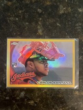 2010 Topps Chrome Carlos Santana Gold Refractor /50 Rookie RC
