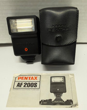 ASAHI PENTAX AF200S AUTOMATIC FLASH UNIT  CASE  INSTRUCTION BOOKLET UNTESTED