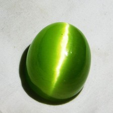 Certified 128.20 Natural Chrysoberyl Green Cat's Eye (Cabochon) Loose Gemstone