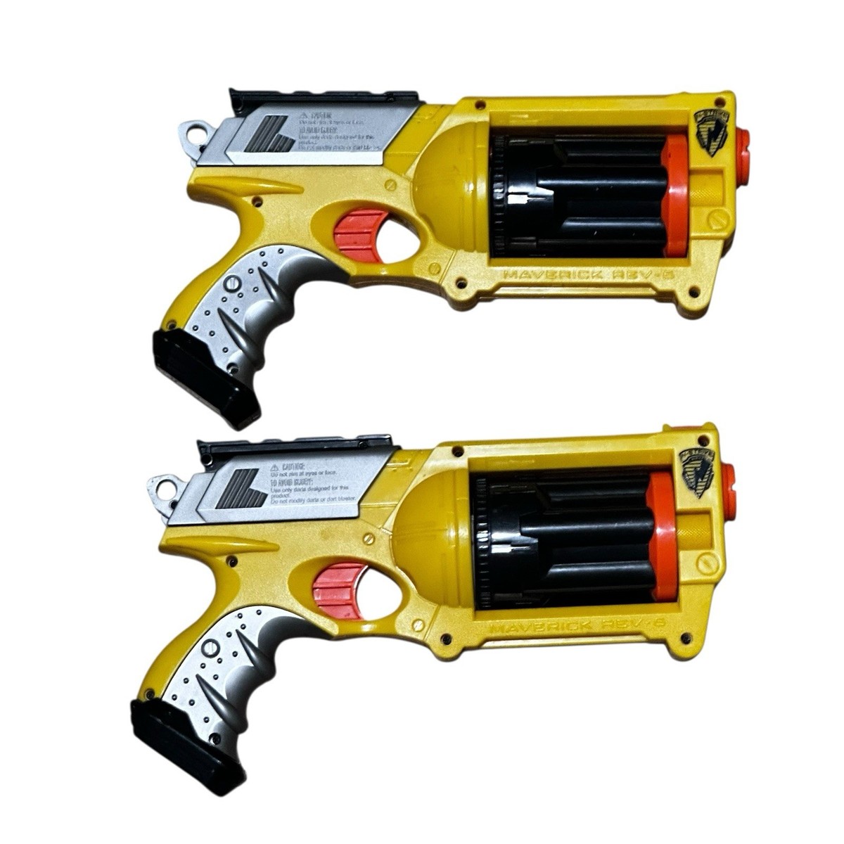 Lot 2 Nerf N-Strike Maverick REV-6 Blasters Yellow Black Silver 6