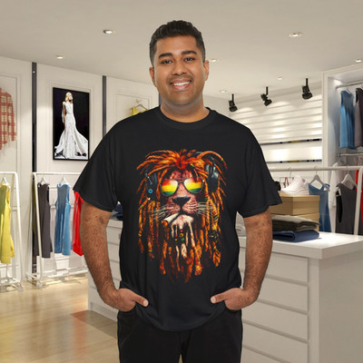 Rasta Lion T-Shirt Reggae Smoking Jamaica 420 Tee