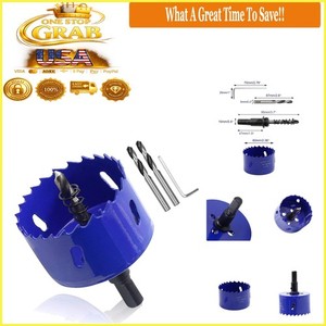 6-3/8" HSS Bi-Metal Hole Saw With Heavy-Duty Arbor – 38mm Depth, For Recessed Lights, Drywall, Wood, Plastic & Metal – Includes Pilot Bits & Allen Wrench