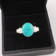 Blue Copper Turquoise Gemstone 925 Sterling Silver Handmade Jewelry Ring