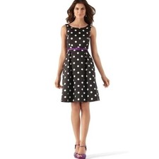 White House Black Market Connect the Dot Dress Size 4 Black White Polka Dot